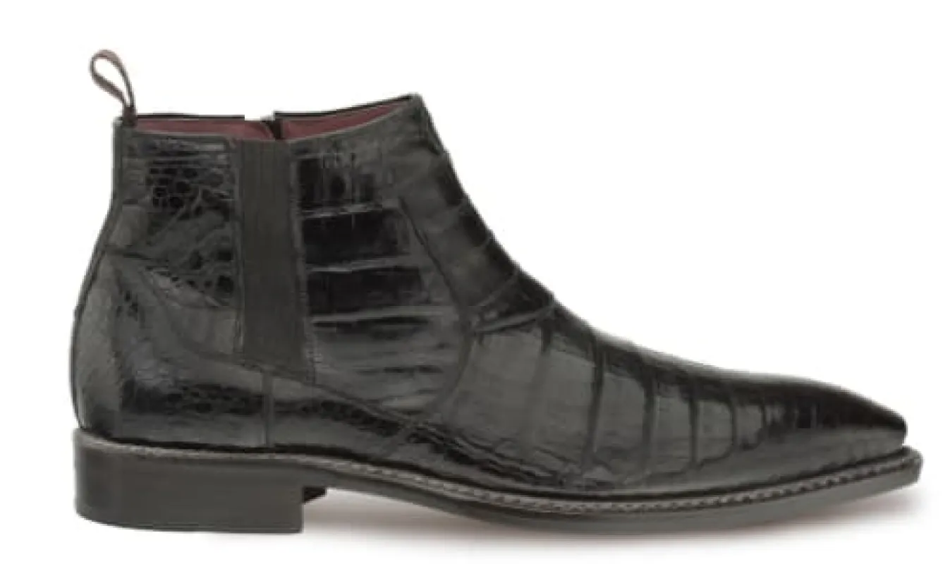 Blackmore Black Genuine Crocodile Dress Boot by Mezlan – Exotic Plain Toe Boot Made in Spain sold by Alberto Nardoni