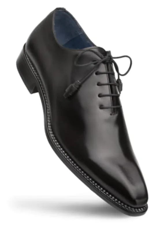 Enterprise Black Calfskin Balmoral by Mezlan – Classic Plain Toe Dress Shoe Made in Spain sold by Alberto Nardoni
