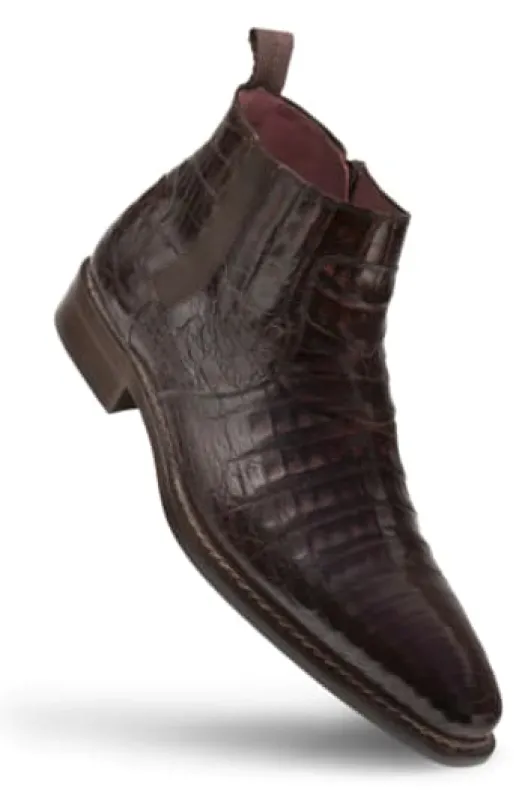 Blackmore Brown Genuine Crocodile Dress Boot by Mezlan – Luxury Exotic Leather Boot Made in Spain sold by Alberto Nardoni