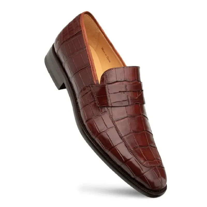Piccolo Sport Tan Genuine Alligator Penny Loafer by Mezlan – Handmade Exotic Shoe from Spain sold by Alberto Nardoni