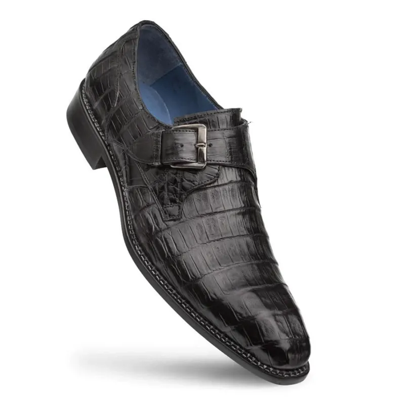 Mezlan Men's Gator Side Buckle Shoes Black Gigolo sold by Alberto Nardoni