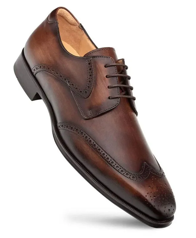 Mezlan Men's Wingtip Oxford Dress Shoe Brown Tasso made by Alberto Nardoni