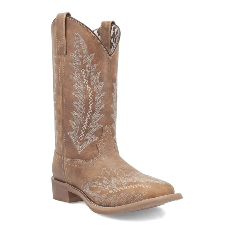 Laredo Women's Cheyenne Broad Square Toe Leather Boots - Tan 5717 made by Laredo
