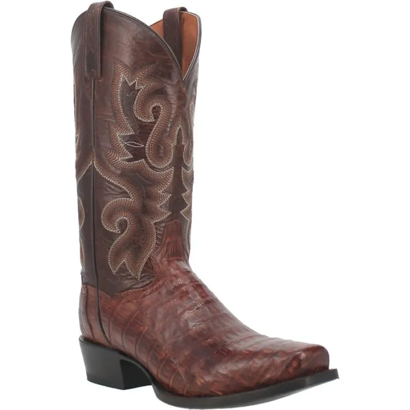 Dan Post Men's Stalker Genuine Caiman Belly Square Toe Boots - Brown sold by Alberto Nardoni