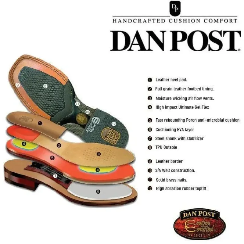 Dan Post Men's Kershaw Full Quill Ostrich Square Toe Boots - Saddle sold by Alberto Nardoni