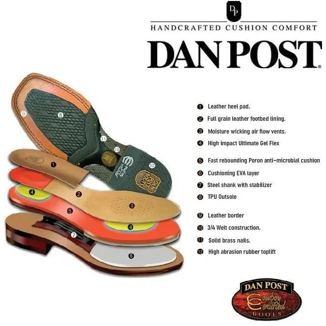 Dan Post Men's Kershaw Full Quill Ostrich Square Toe Boots - Saddle sold by Alberto Nardoni