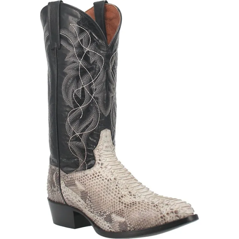 Dan Post Men's Manning Python Snakeskin Round Toe Boots - Natural sold by Alberto Nardoni