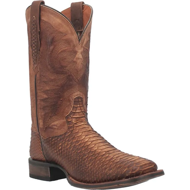 Dan Post Men's KA Python Print Leather Square Toe Boots - Brown sold by Alberto Nardoni