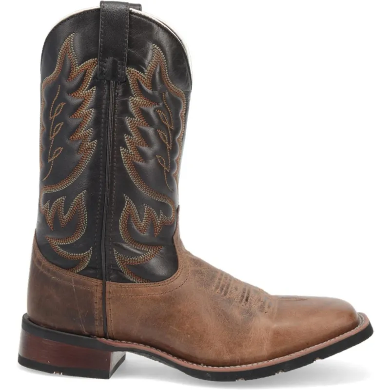 Laredo Montana Sand and Brown Leather Broad Square Toe Boots for Men made by Laredo