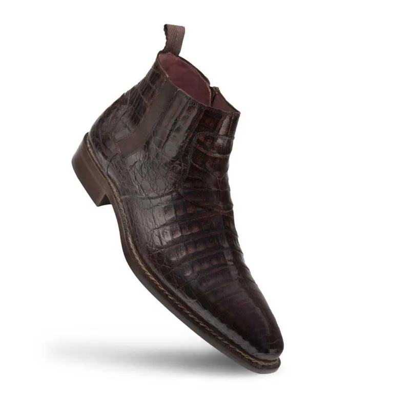 Blackmore Brown Genuine Crocodile Plain Toe Men's Boots by Mezlan – Exotic Leather Luxury Made in Spain sold by Alberto Nardoni