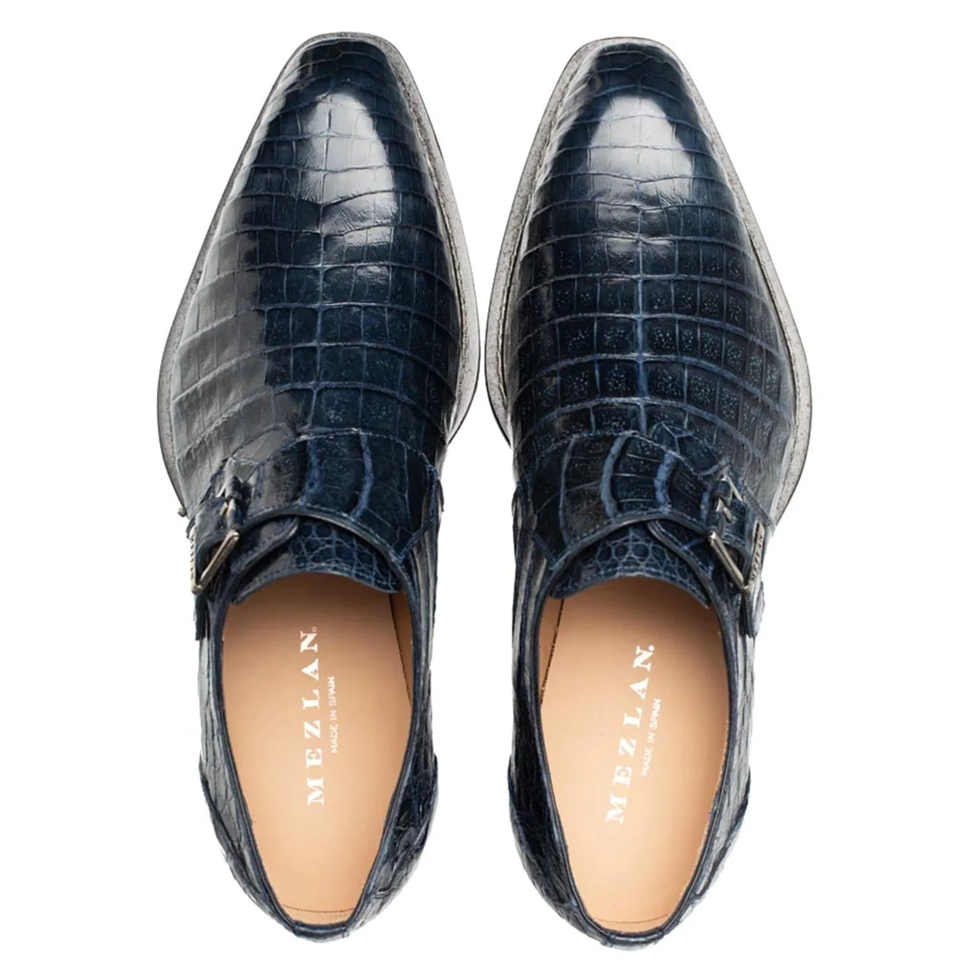Gigolo Blue Crocodile Single Monk Strap Loafers by Mezlan – Exotic Leather Shoes Made in Spain sold by Alberto Nardoni product image thumbnail 5