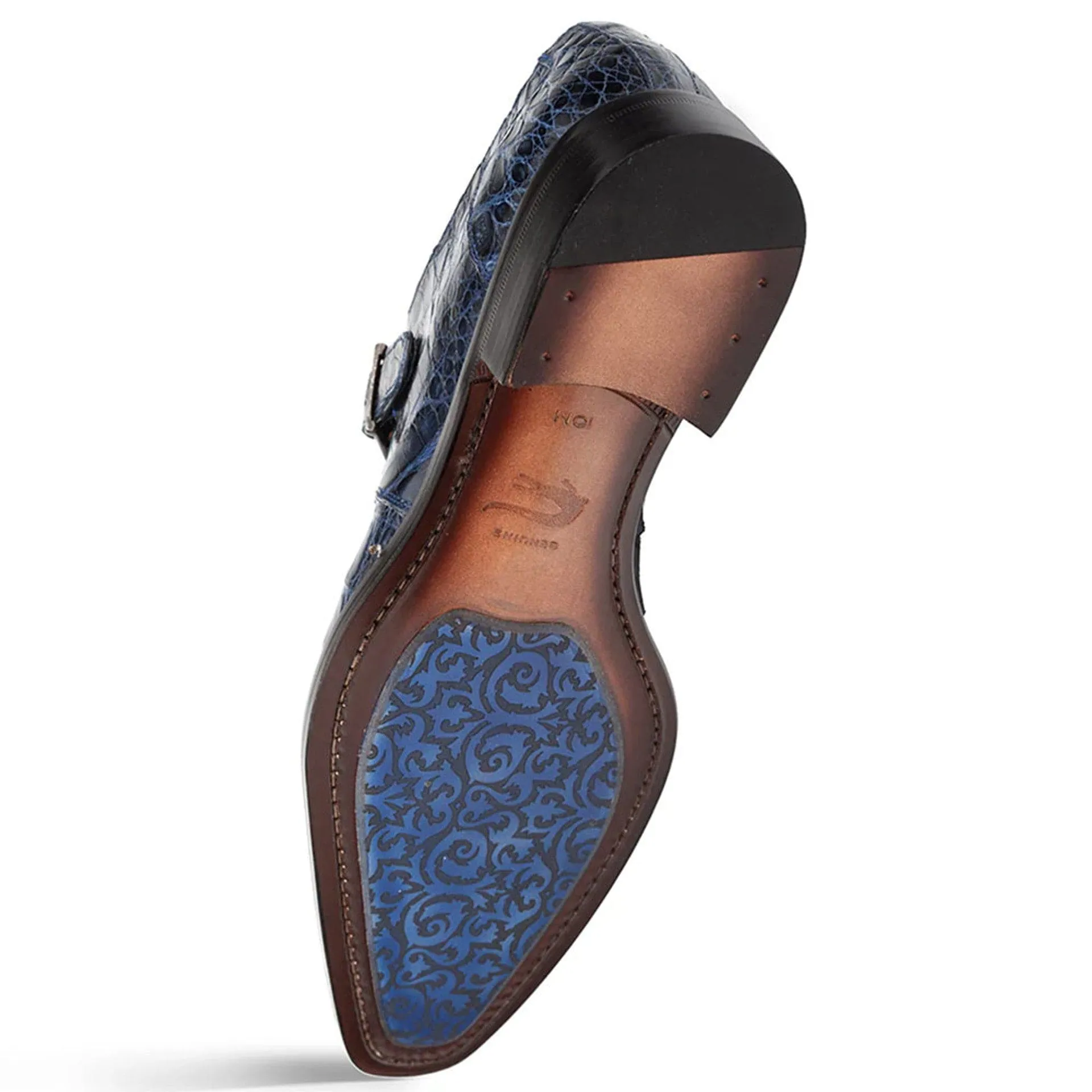 Gigolo Blue Crocodile Single Monk Strap Loafers by Mezlan – Exotic Leather Shoes Made in Spain sold by Alberto Nardoni product image thumbnail 3