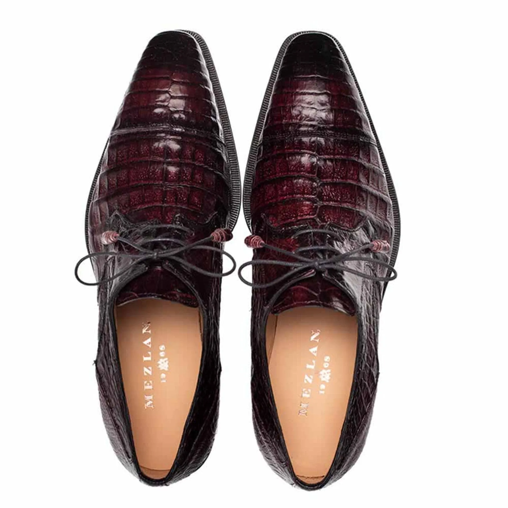 Men’s Giovane Fuscus Burgundy Crocodile Cap Toe Derby Shoes by Mezlan – Exotic Luxury Made in Spain sold by Alberto Nardoni product image thumbnail 5