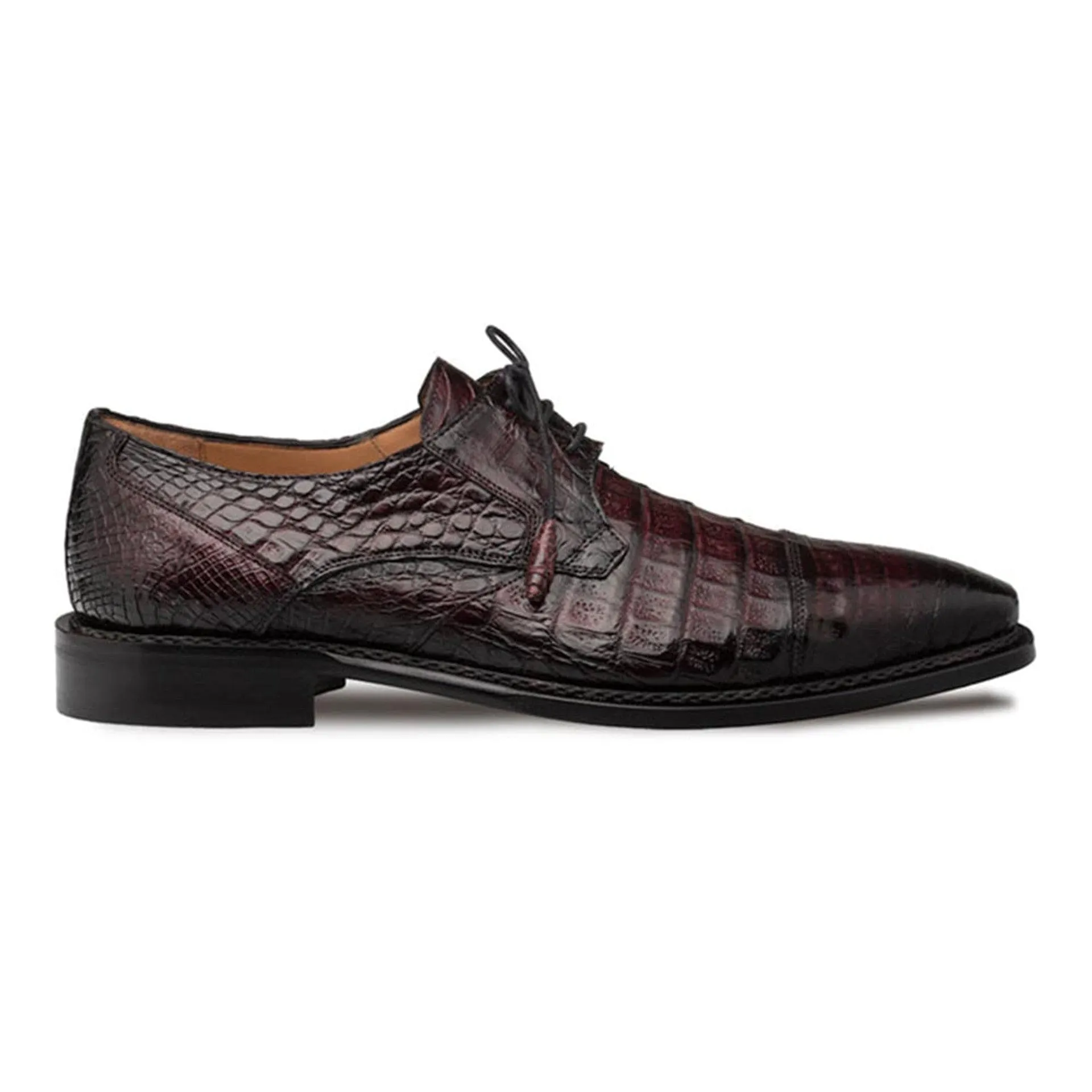 Men’s Giovane Fuscus Burgundy Crocodile Cap Toe Derby Shoes by Mezlan – Exotic Luxury Made in Spain sold by Alberto Nardoni product image thumbnail 4