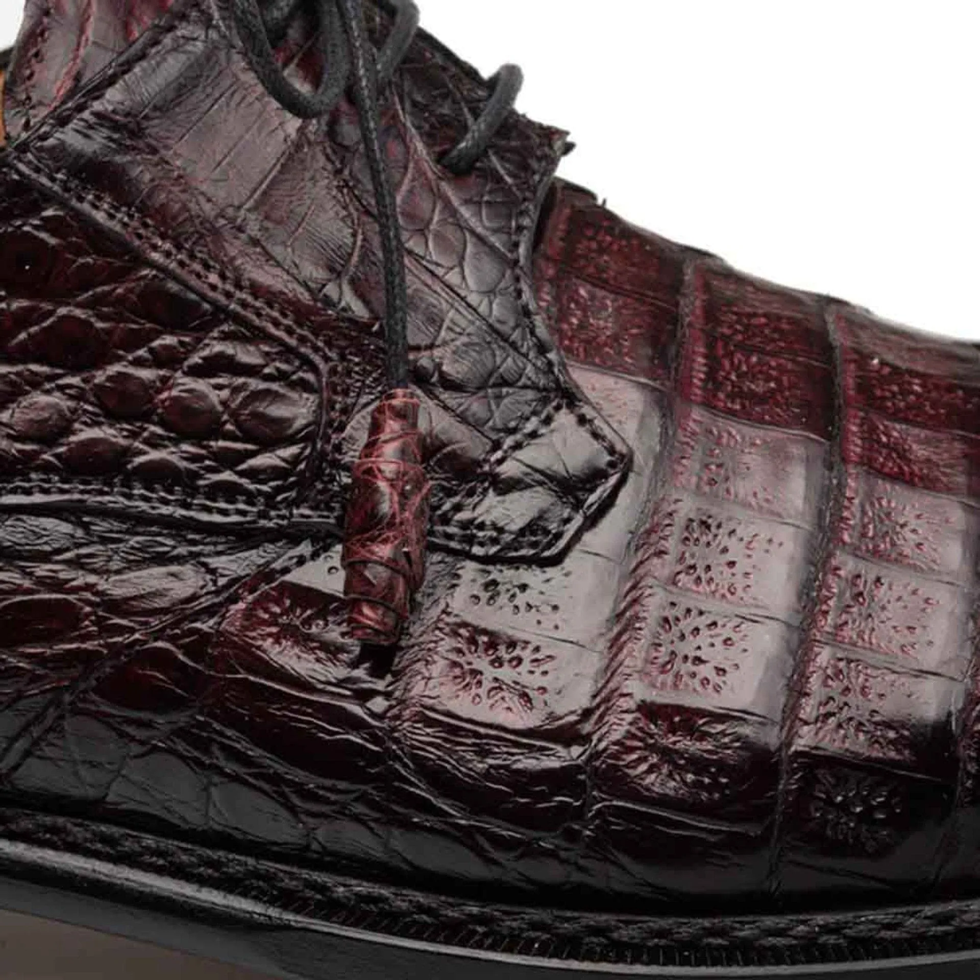 Men’s Giovane Fuscus Burgundy Crocodile Cap Toe Derby Shoes by Mezlan – Exotic Luxury Made in Spain sold by Alberto Nardoni product image thumbnail 3