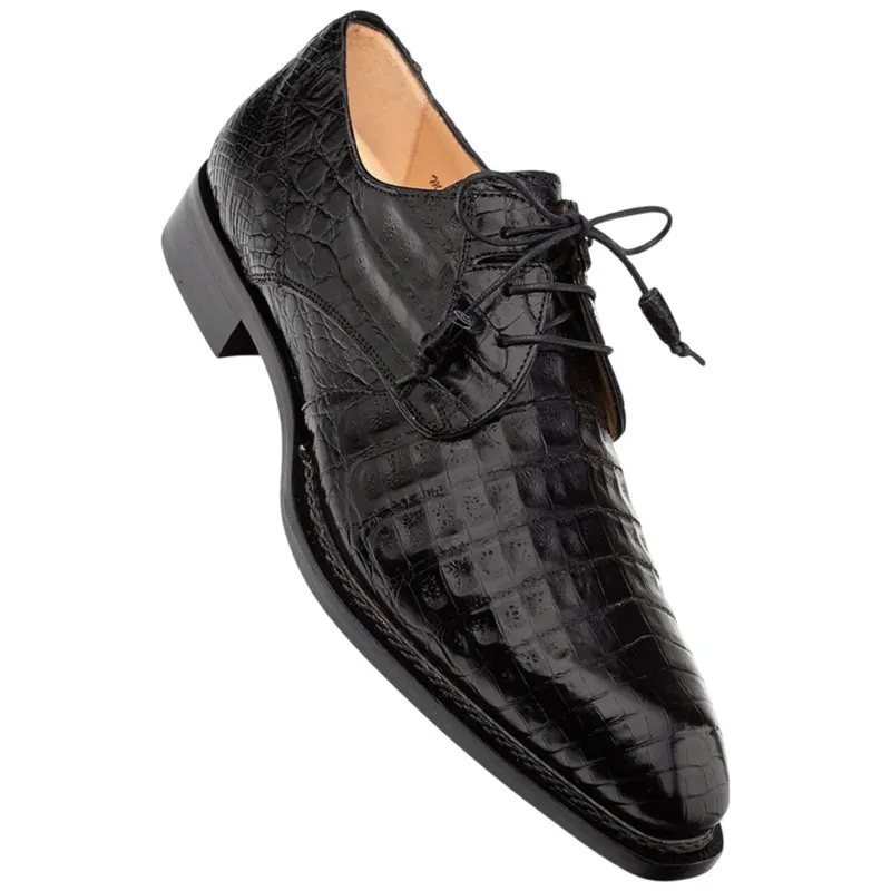 Men’s Cratos Black Crocodile Derby Shoes by Mezlan – Genuine Exotic Leather Dress Shoes Made in Spain sold by Alberto Nardoni