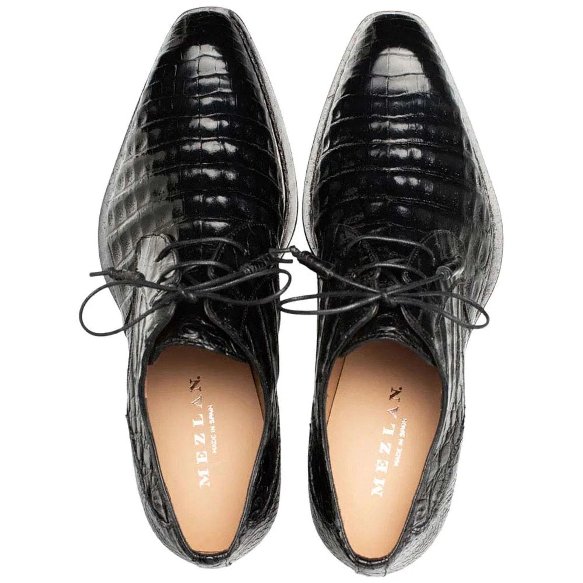 Men’s Cratos Black Crocodile Derby Shoes by Mezlan – Genuine Exotic Leather Dress Shoes Made in Spain sold by Alberto Nardoni product image thumbnail 3