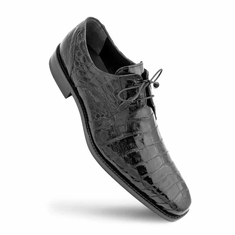 Men’s Anderson Black Genuine Crocodile Lace-Up Shoes by Mezlan – Exotic Luxury Made in Spain sold by Alberto Nardoni