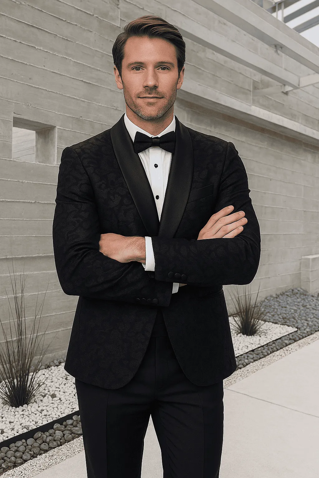 Men's Black Paisley Velvet Smoking Jacket Tuxedo with Vested Double Breasted Prom & Wed sold by Alberto Nardoni product image thumbnail 2