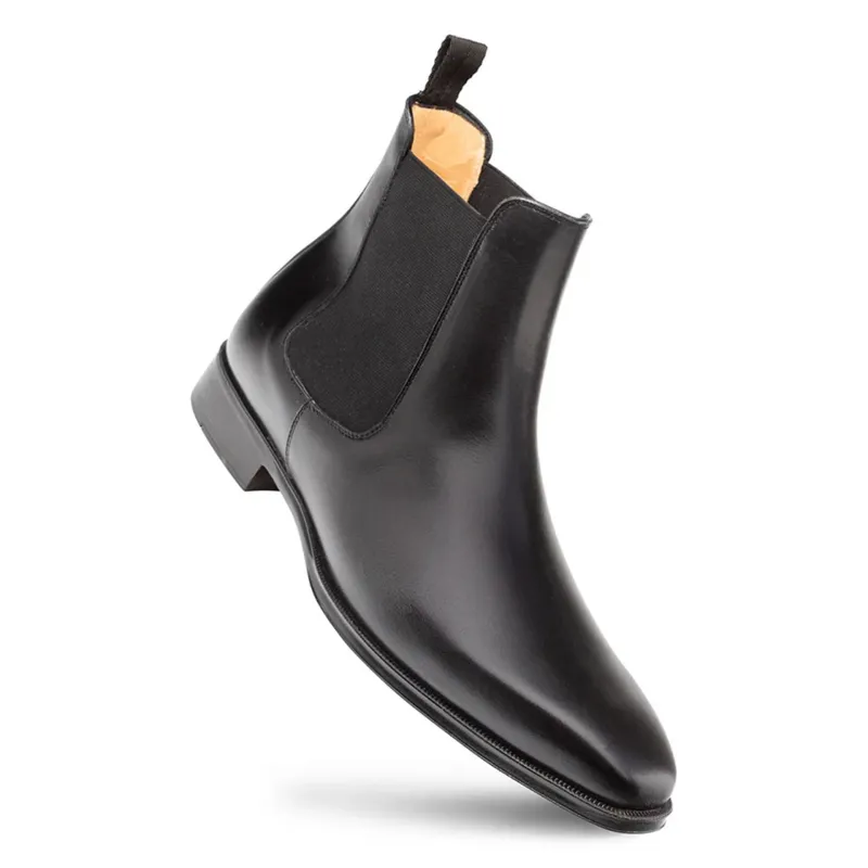 Cervantes Black Patina Calfskin Chelsea Boots by Mezlan – Handcrafted in Spain made by Alberto Nardoni