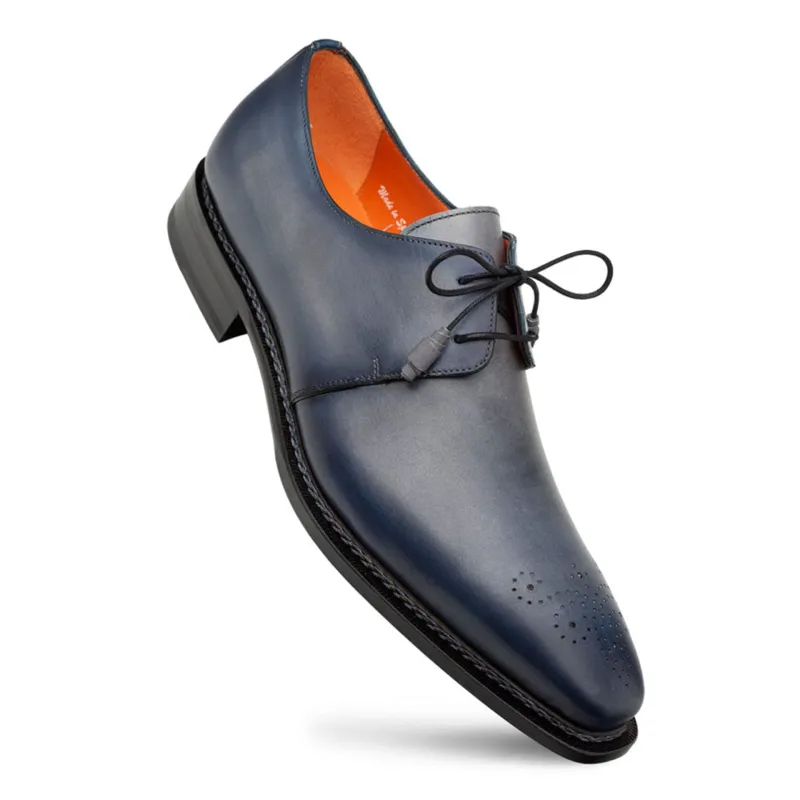 Principe Grey/Rust Patina Calfskin Derby Shoes by Mezlan – Handcrafted in Spain sold by Alberto Nardoni