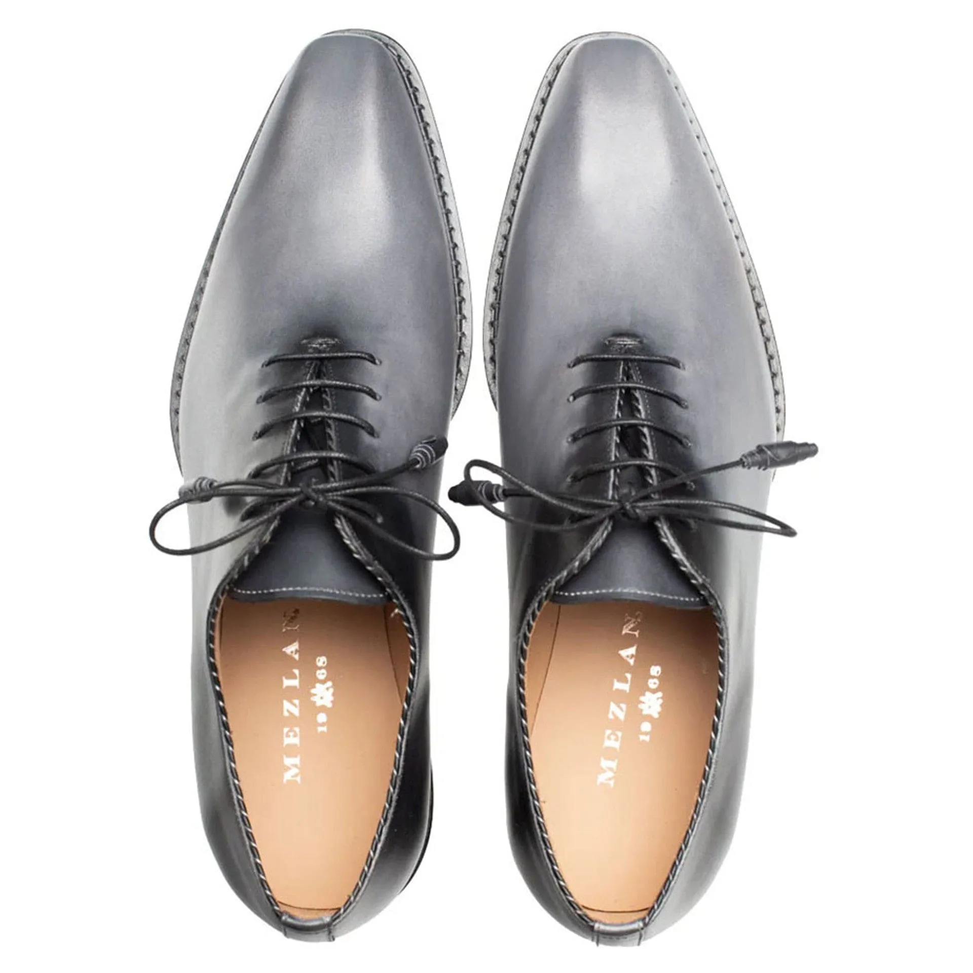 Barbaro Grey/Black Two-Tone Calfskin Whole-Cut Oxford Shoes by Mezlan – Handcrafted in Spain sold by Alberto Nardoni product image thumbnail 4