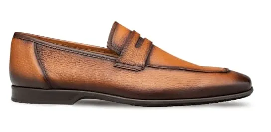 Men's Cognac Deerskin Penny Loafers by Mezlan – Soft Luxury Slip-Ons, Made in Spain sold by Alberto Nardoni product image thumbnail 2