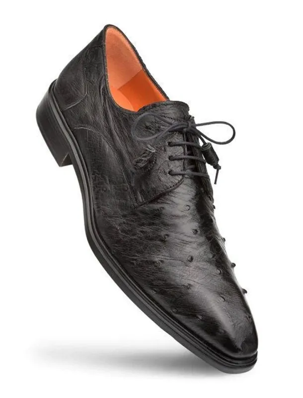 Mezlan Dress Shoes Men Black Ostrich Designer Lace Up Tillson sold by Alberto Nardoni