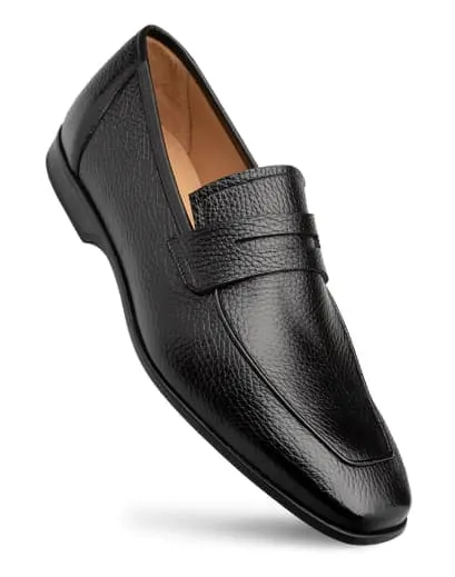 Men's Black Deerskin Penny Loafers by Mezlan – Ultra-Soft Luxury Slip-Ons, Made in Spain sold by Alberto Nardoni