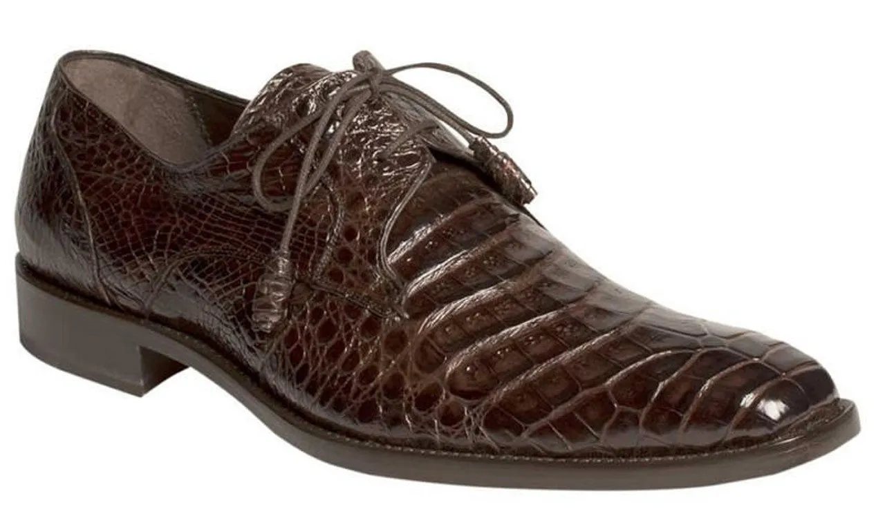 Mezlan Dark Brown Gator Shoes Oxford Plain Toe Anderson 13584-F sold by Alberto Nardoni