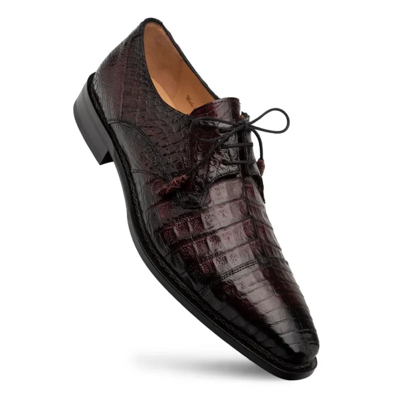 Giovane Burgundy Genuine Crocodile Cap Toe Derby by Mezlan – Exotic Men’s Dress Shoe Made in Spain made by Alberto Nardoni