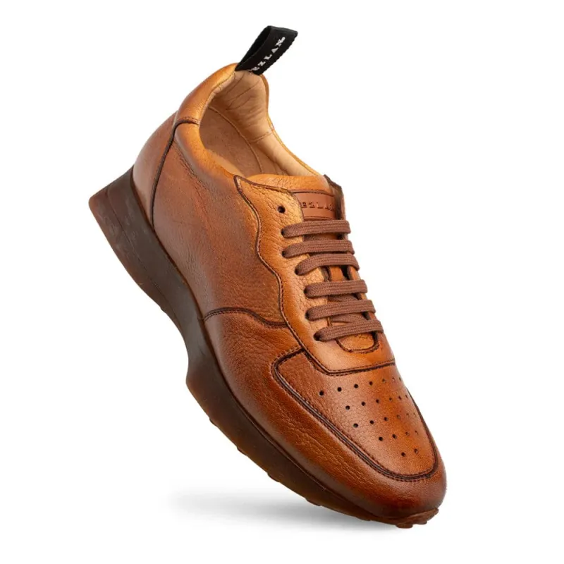 Men's Gerardo Cognac Deerskin Sneakers by Mezlan – Luxury Leather Casuals, Made in Spain sold by Alberto Nardoni