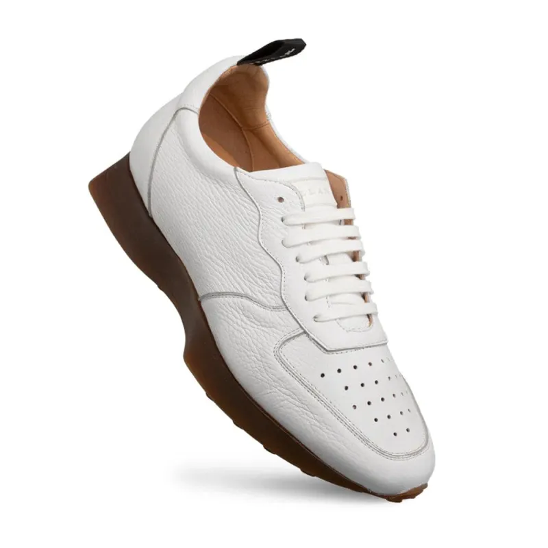 Men's Gerardo White Deerskin Sneakers by Mezlan – Premium Casual Footwear, Made in Spain made by Alberto Nardoni