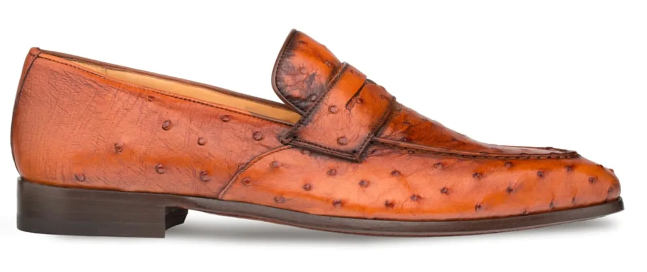 Lisbon Brandy Ostrich Slip-On by Mezlan – Genuine Exotic Penny Loafer, Made in Spain sold by Alberto Nardoni product image thumbnail 5