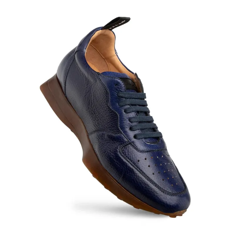 Mezlan Men's Gerardo Blue Deerskin Sneakers by Mezlan – Luxury Casual Footwear, Made in Spain made by Mezlan