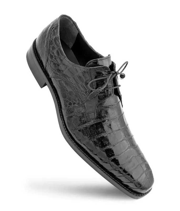 Mezlan Black Gator Shoes for Men Plain Toe Oxford Anderson 13584-F IS made by Alberto Nardoni