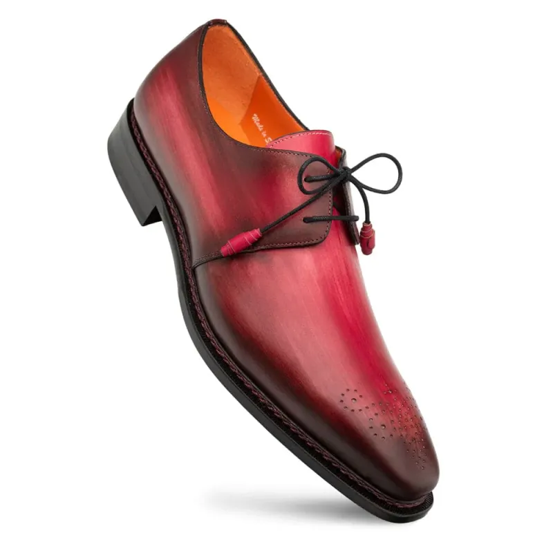 Men's Principe Burgundy/Red Patina Leather Derby Shoes by Mezlan – Handcrafted Luxury, Made in Spain made by Alberto Nardoni