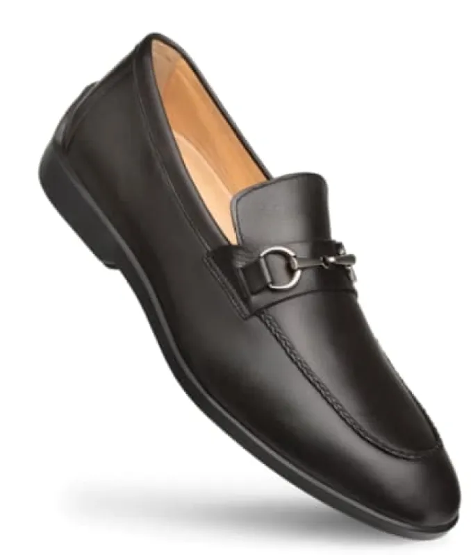 Apron Ornament Black Penny Loafer by Mezlan – Hand-Burnished Calfskin, Made in Spain sold by Alberto Nardoni
