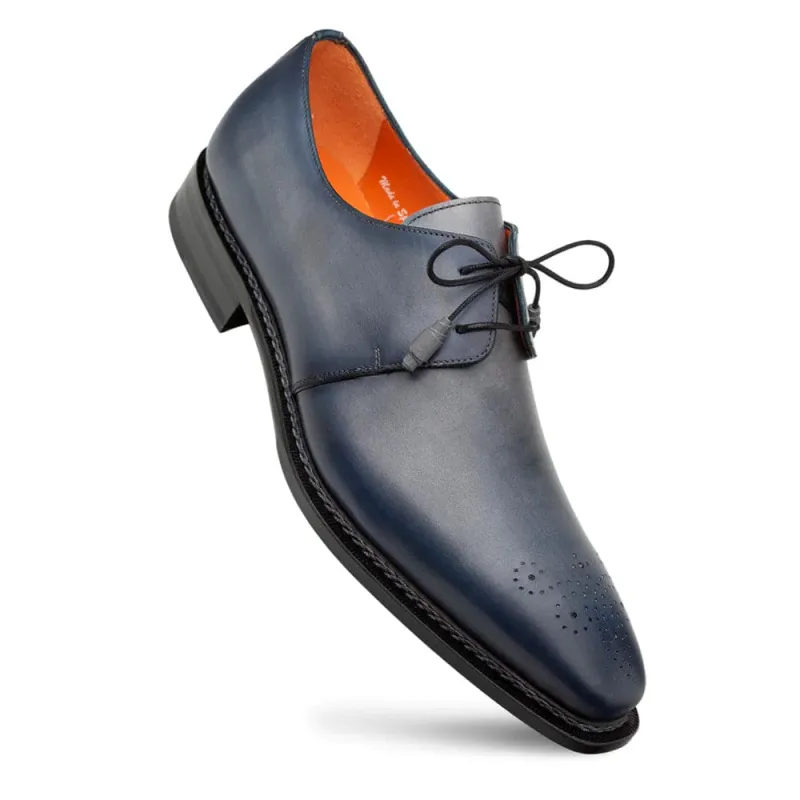 Men's Principe Gray/Blue Patina Leather Derby Shoes by Mezlan – Artistic Calfskin Craftsmanship, Made in Spain made by Alberto Nardoni