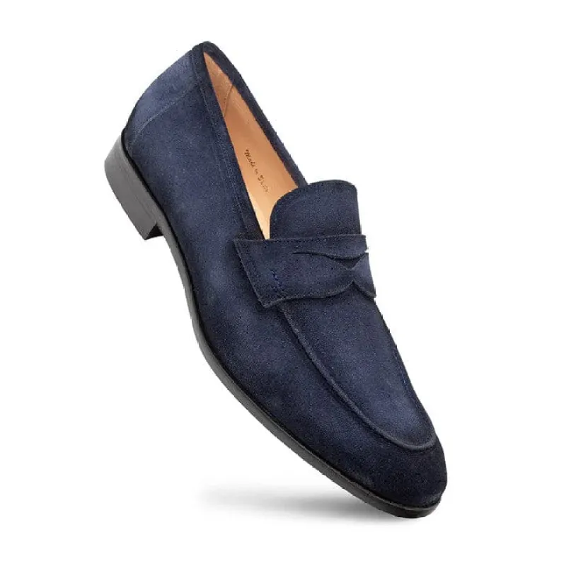 Caro Navy Suede Penny Loafer for Men by Mezlan – Made in Spain sold by Alberto Nardoni