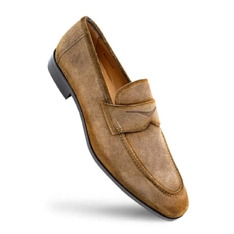 Caro Taupe Suede Penny Loafer for Men by Mezlan – Made in Spain sold by Alberto Nardoni