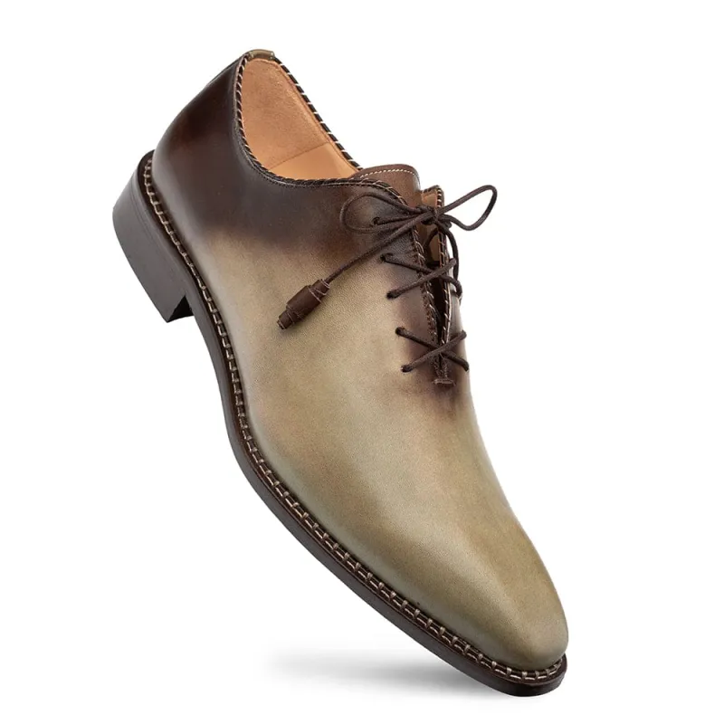 Men's Barbaro Olive/Mocha Two-Tone Oxford Shoes by Mezlan – Hand-Finished Calfskin, Made in Spain made by Alberto Nardoni