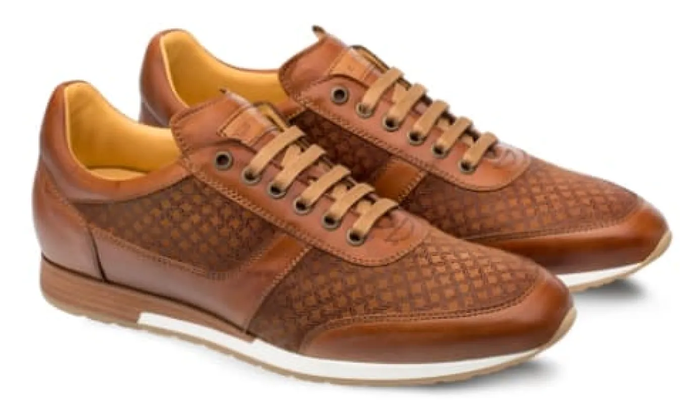 Maxim Tan Calfskin and Suede Dress Sneaker by Mezlan – Made in Spain sold by Alberto Nardoni