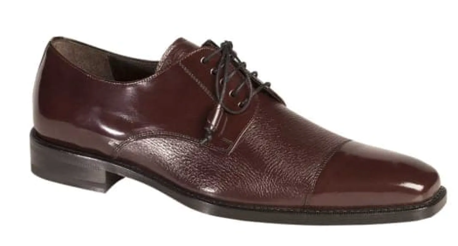 Men’s Burgundy Cap Toe Dress Shoes by Mezlan – Deerskin & Calfskin Lace-Up Oxfords Made in Spain sold by Alberto Nardoni