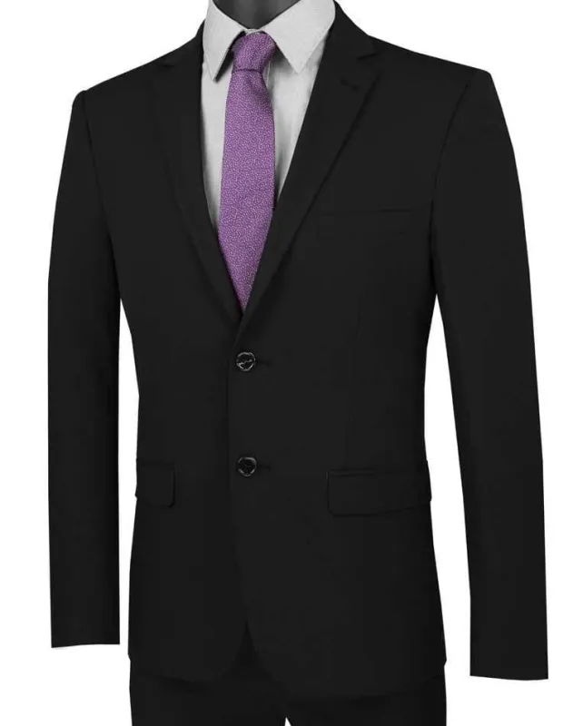 Ultra Slim Fit Stretch 2 Piece Suit Color Black sold by Alberto Nardoni