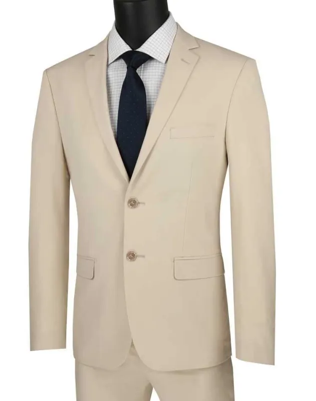 Ultra Slim Fit Stretch 2 Piece Suit Color Beige sold by Alberto Nardoni
