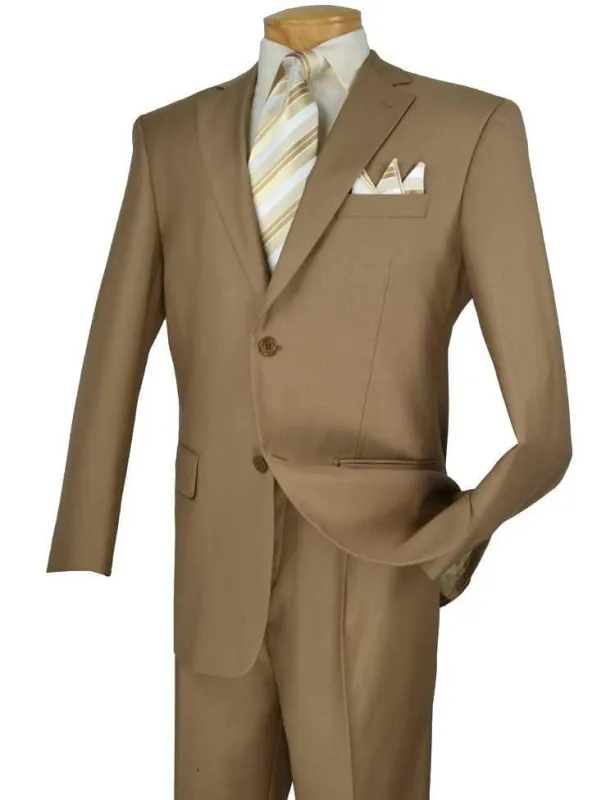 Executive Classic Fit Two Piece Suit Color Solid Khaki sold by Alberto Nardoni