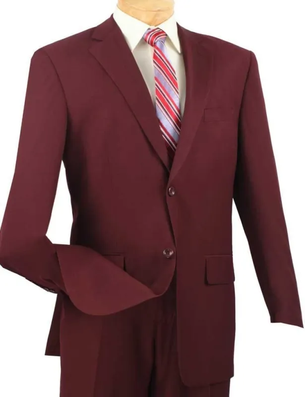 Classic Fit Sharkskin 2 Piece Suit Color Burgundy sold by Alberto Nardoni