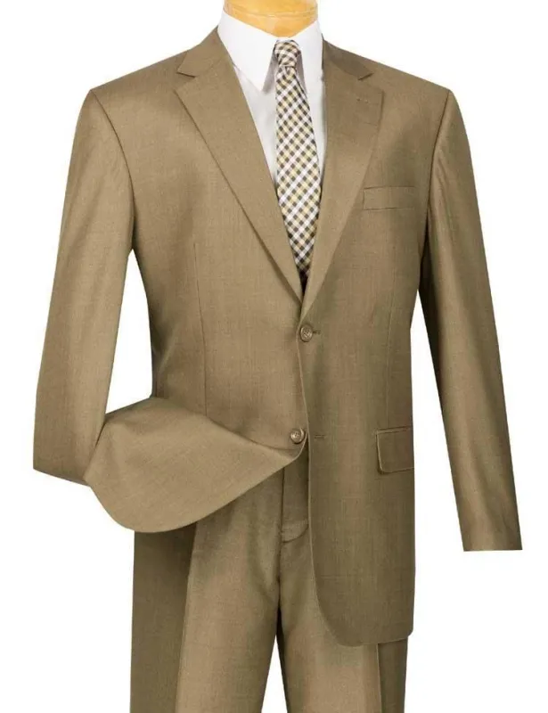 Classic Fit Sharkskin 2 Piece Suit Color Taupe sold by Alberto Nardoni