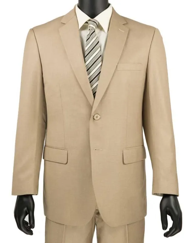 Classic Fit Sharkskin 2 Piece Suit Color Beige sold by Alberto Nardoni